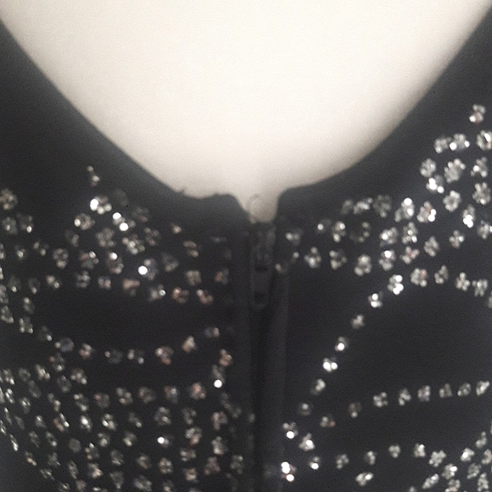 Vintage black With Silver glitter sparkly dress Made In USA Size 13/14 - Picture 5 of 13